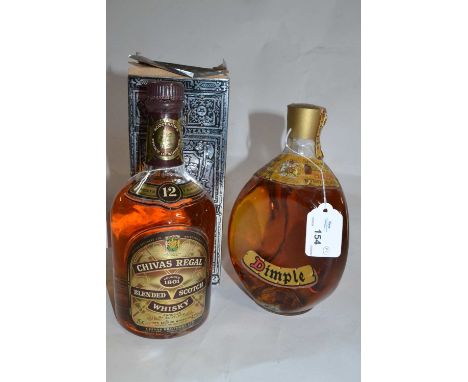A bottle of Dimple De Luxe Scotch Whisky, together with a bottle of Chivas Regal Scotch Whisky, 75cl, boxed, (2)
