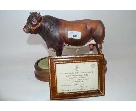 A Royal Worcester model of a dairy shorthorn bull, modelled by Doris Lindner in a limited edition of 500 copies, this example