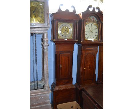 David Bowen, Swansea, a Georgian brass faced long case clock with eight day movement striking on a bell set in a mahogany and