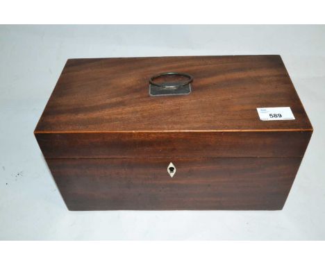 A Georgian mahogany tea caddy of hinged rectangular form with fitted interior, 30cm wide