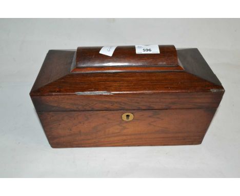 A Georgian rosewood veneered sarcophagus formed tea caddy with fitted interior, 130cm wide