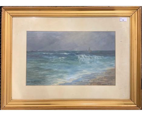 Attributed to R. Esdaile Richardson (fl.1897), inscribed on backboard "Heavy Weather Sandown Bay", oil on board, signed and d