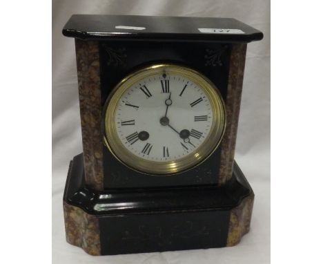 An A D Mougin slate cased mantel clock, the movement marked "A & N Paris 40378"