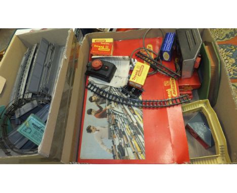 A box containing a collection of Tri-ang Railways 00 gauge railway items, to include carriages, signal, Princess Victoria eng