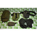 Various types of Olive ex-military accessories - 29kg in weight