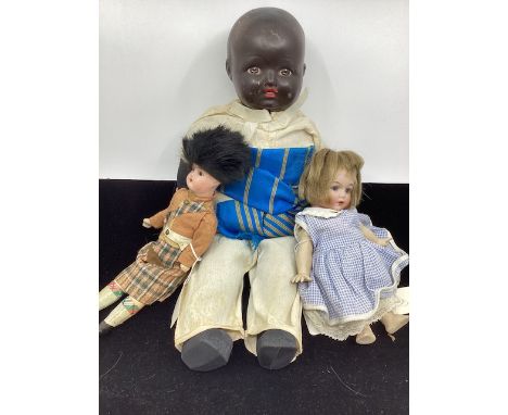Antique small 8&rdquo; straight leg slant hip toddler bisque head German doll toys &nbsp;( was called Kitty) and a 15&rdquo; 