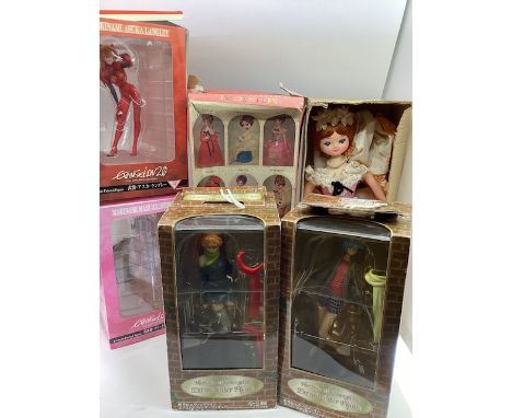 Vintage doll figures-all boxed to include ; Evangelion boxed doll figures &nbsp;from Neon Genesis extra winter figures x 2 wi