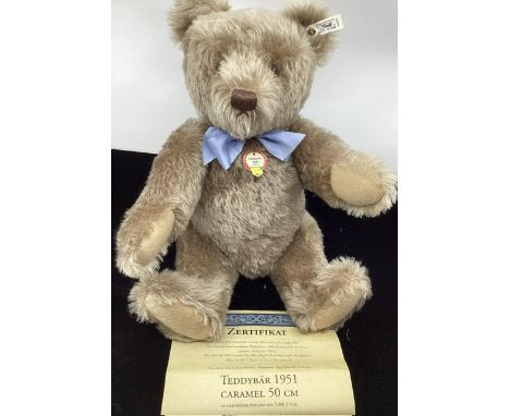 Steiff 1951 Teddy bear 408427 50cm Caramel white tag teddy bear with his certificate. (1 bear)