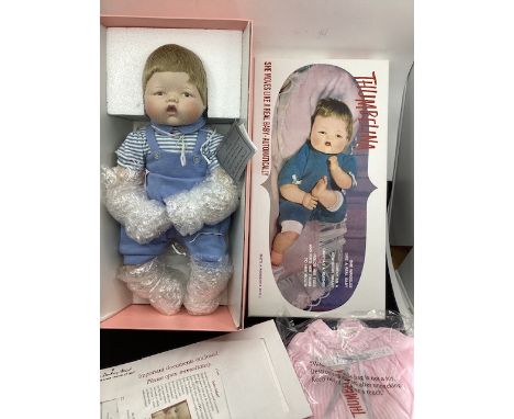 Mattel excellent unused Thumbelina 15&rdquo; replica Vintage doll of a 1961 Newborn Thumbelina. Boxed with additional dress s