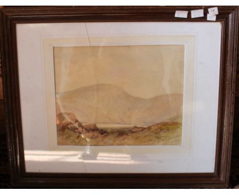 William Boyle Mountainous lakeland landscape attributed verso 22.5 x 28.5cm and impressionistic view of a steam engine, oil o