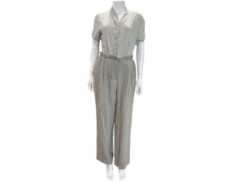 Late 20th and early 21st fashion to include a black wool crepe trouser suit by mani, sz 48/14, Anne Klein pleat front trouser