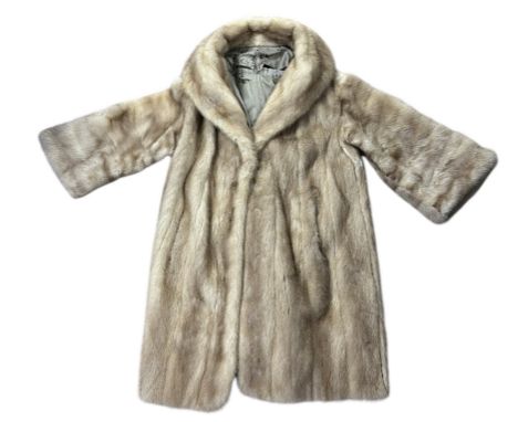 A vintage palomino mink fur coat with bell sleeves c 1950s and a 1960s pearl cross longer length jacket with double breast ef