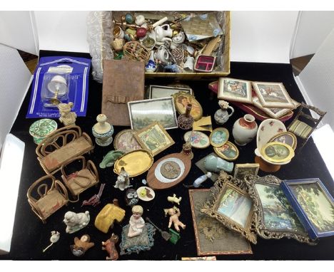 Antique and vintage boxed dolls house furniture toys &nbsp;and accessories and small pieces for decoration pictures and dolls