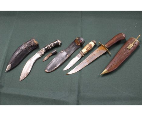 3 x Vintage Knives with Sheaths (all show sign of surface rust)