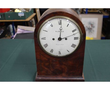 A Regency mahogany bracket clock the enamel dial with Roman numerals, inscribed "Sowter, Oxford", the inlaid case with brass 