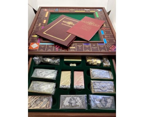Monopoly Luxury Game in wooden case with all pieces in brass cards and full set ready to play-Made by The Franklin Mint as a 
