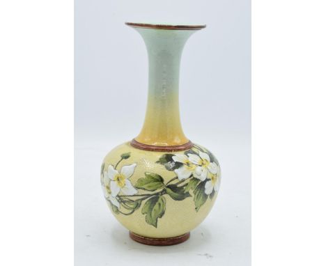 19th century Doulton Lambeth (Doulton and Slaters Patent) floral vase with artist monograms impressed to base 'F' and 'K'. Al