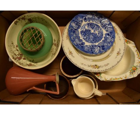 A collection of mainly 20th century pottery to include a European ceramic jug marked 'gesetzlich geschützt', Biltons, stonewa