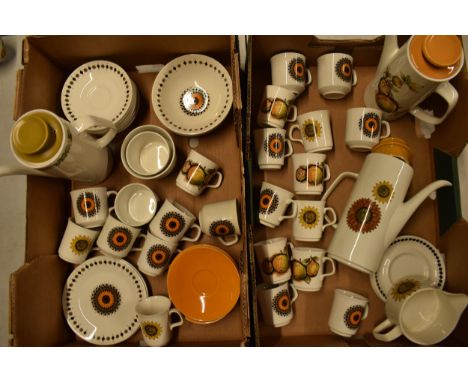 A large collection of vintage mid century J G Meakin Kathie Winkle tea and dinner ware in designs to include apples and sunfl