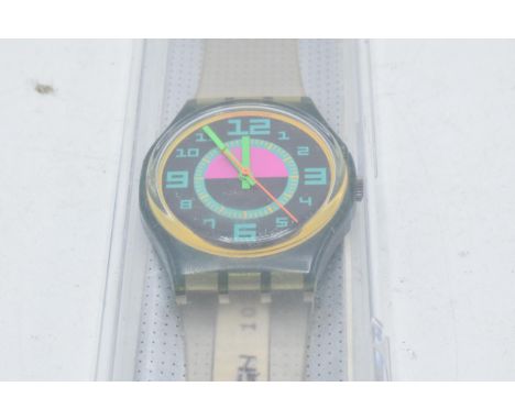 Boxed Swatch Quartz 1990 Green Room watch. Appears to be in working order. 