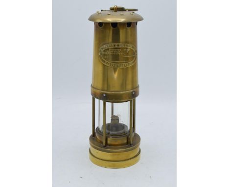 E Thomas and Williams Ltd brass miners lamp. 25cm tall. 
