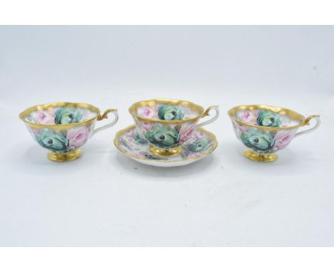 Royal Albert cup and saucer (duo) in the Summer Bounty series 'Jade' together with 2 more cups (both af) (4). In good conditi