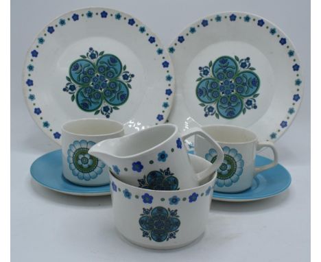 A collection of vintage Mid Century J G Meakin part tea and dinner sets decorated with floral designs to include cups, saucer