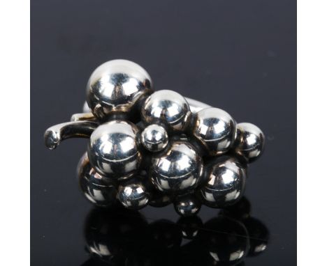GEORG JENSEN - A Danish sterling silver Moonlight Grapes ring, model no. 57, setting height 20.4mm, size K, 12.4g, boxedNo da
