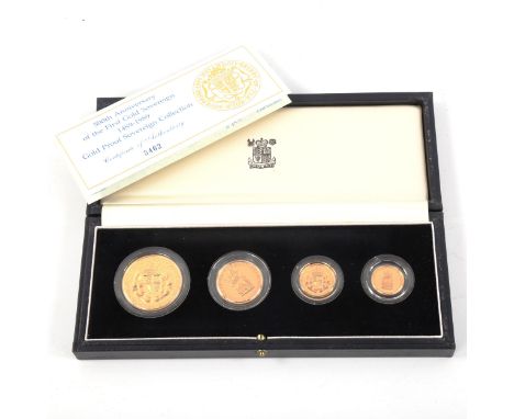 Royal Mint gold proof four coin sovereign collection, 500th Anniversary of the First Gold Sovereign 1489-1989, comprising fiv