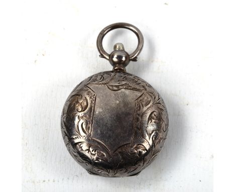 A late Victorian silver sovereign case, allover engraved foliate decoration, indistinct maker's marks, hallmarks Birmingham 1