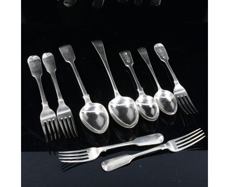 Various silver flatware, including George III serving spoon, dessert forks etc, 15.9oz totalLot sold as seen unless specific 