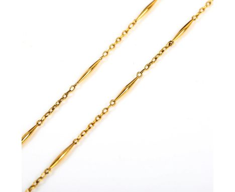 A French 18ct gold fine fancy link chain necklace, length 48cm, 4.5gNo damage or repairs, only light surface abrasions, no br
