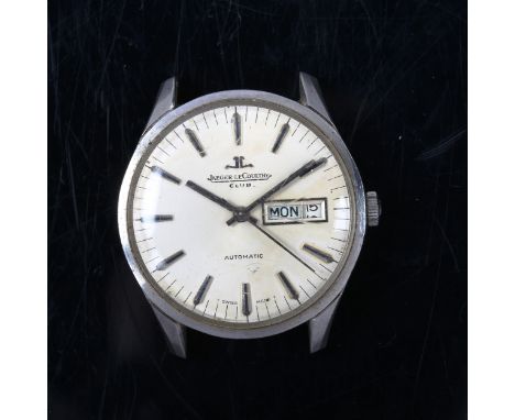 JAEGER LECOULTRE - a stainless steel Club automatic wristwatch head, ref. E.300.105, circa 1970s, silvered dial with tapered 