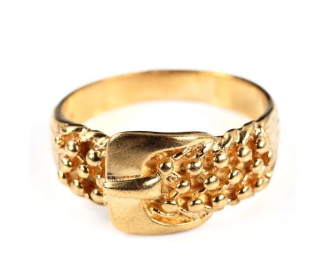 A 9ct gold shot keeper's belt ring, setting height 12.2mm, size Z, 7.5gNo damage or repairs, only light surface wear and abra