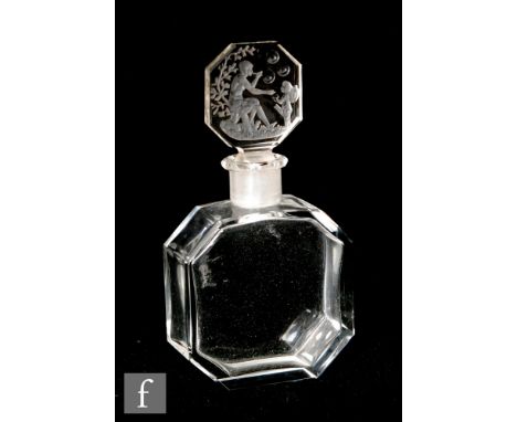 Heinrich Hoffmann - A 1930s Art Deco clear crystal scent bottle of octagonal form with collar neck and matched octagonal stop