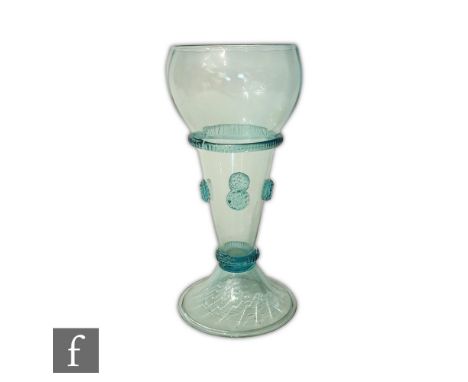 James Powell and Sons (Whitefriars) - Harry Powell - An early 20th Century glass roemer, circa 1906, with ovoid bowl above an