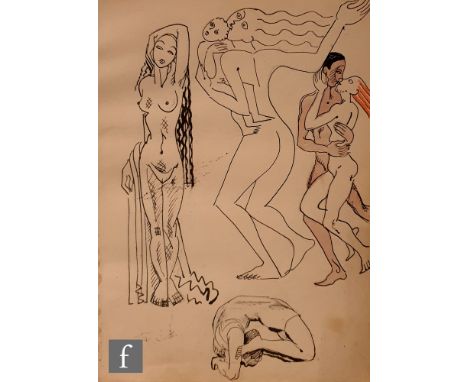 Albert Wainwright (1898-1943) - A study of male and female figures in the Art Deco taste, to the reverse further character st