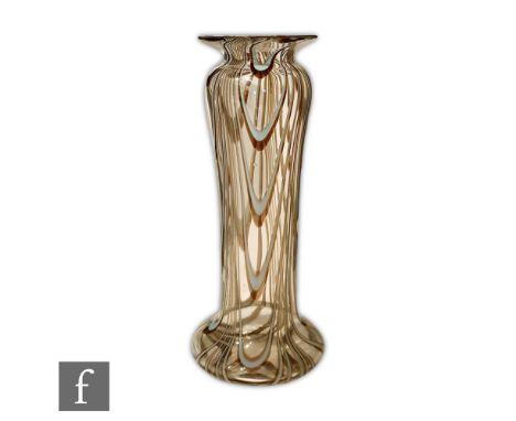 Thomas Webbs &amp; Sons - A Filamentosa vase of low shouldered sleeve form with looping cinnamon and opal design, height 20cm