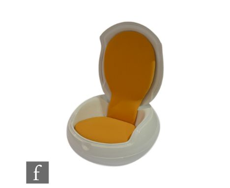 Peter Ghyczy - A Garden Egg chair, with white polyurethane hinged body and tangerine orange hopsack style slip cover, togethe