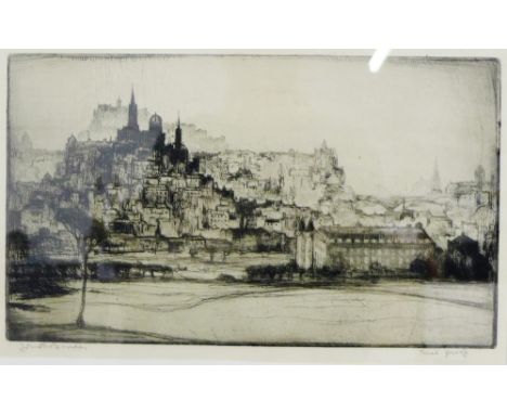 Edinburgh Castle, Trial Proof etching, in a glazed frame, 30 x 19cm 