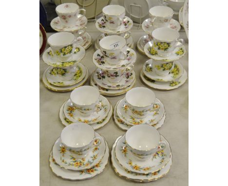 Teawares -  a Gainsborough Primrose part tea service for four; a Duchess June Bouquet part tea service for four; others, qty