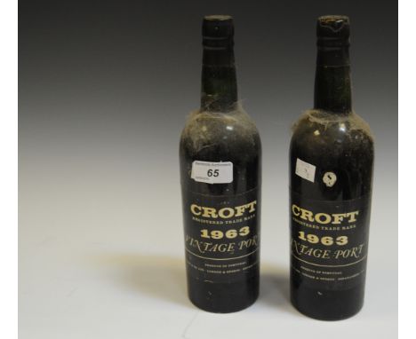 Wines and Spirits - Croft 1963 Vintage Port, good levels of fill, 2 bottles
