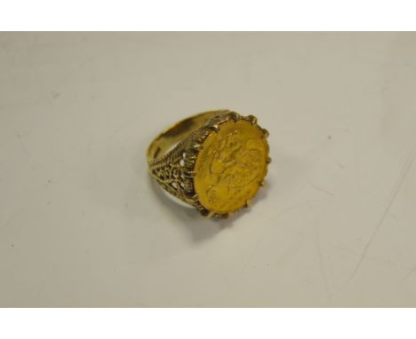 George V half-sovereign, 1912, mounted in a 9ct gold ring 