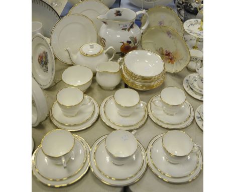 Ceramics - a Duchess China Ascot pattern part tea service; a Royal Worcester Evesham pattern jug; a pair of Limoges hand pain