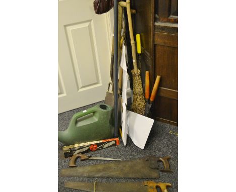 Tools - A selection of gardening tools, Good Temper spade, saws, Stanley lopper, broom, etc, qty