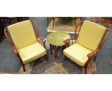 A pair of Ercol style conservatory arm chairs c 1970 (2)