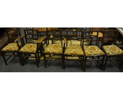 A set of 6 oak ladder back  dining chairs including 2 carvers (6)