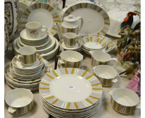 A Midwinter part dinner and coffee service, designed by the Marquis of Queensberry; Midwinter Stonehenge pattern dinner plate