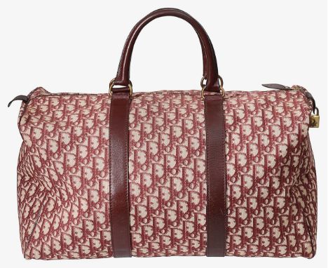 A Christian Dior Red Trotter holdall oblique jaquard red pattern, red leather trim, twin handle and centre zip, with padlock 