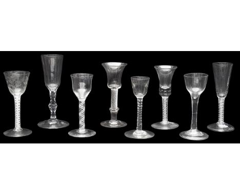 A collection of 18th century and later wine and other drinking glassescomprising a composite stem airtwist wine glass with be